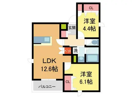 へーベルメゾン城ケ堀(2LDK/2階)の間取り写真