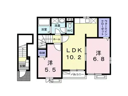 エトワール(2LDK/2階)の間取り写真