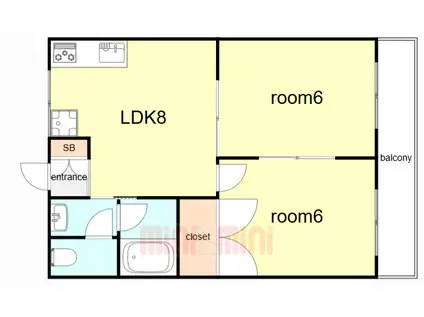 ベルセゾン(2LDK/3階)の間取り写真