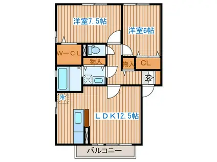 シャルマンコート杜 C(2LDK/2階)の間取り写真