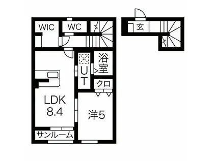 セレッソ袖野田(1LDK/2階)の間取り写真