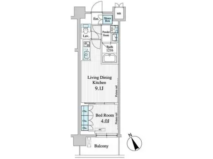 プレノ清澄庭園(1LDK/4階)の間取り写真