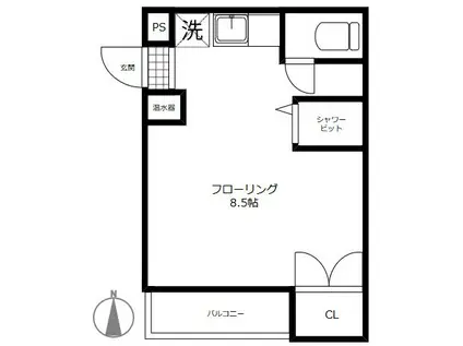 ユトリアルハイム(ワンルーム/1階)の間取り写真
