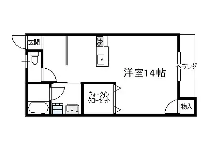 第1ピノキオコーポ東棟(ワンルーム/2階)の間取り写真
