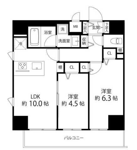 SAION町屋(2LDK/15階)の間取り写真