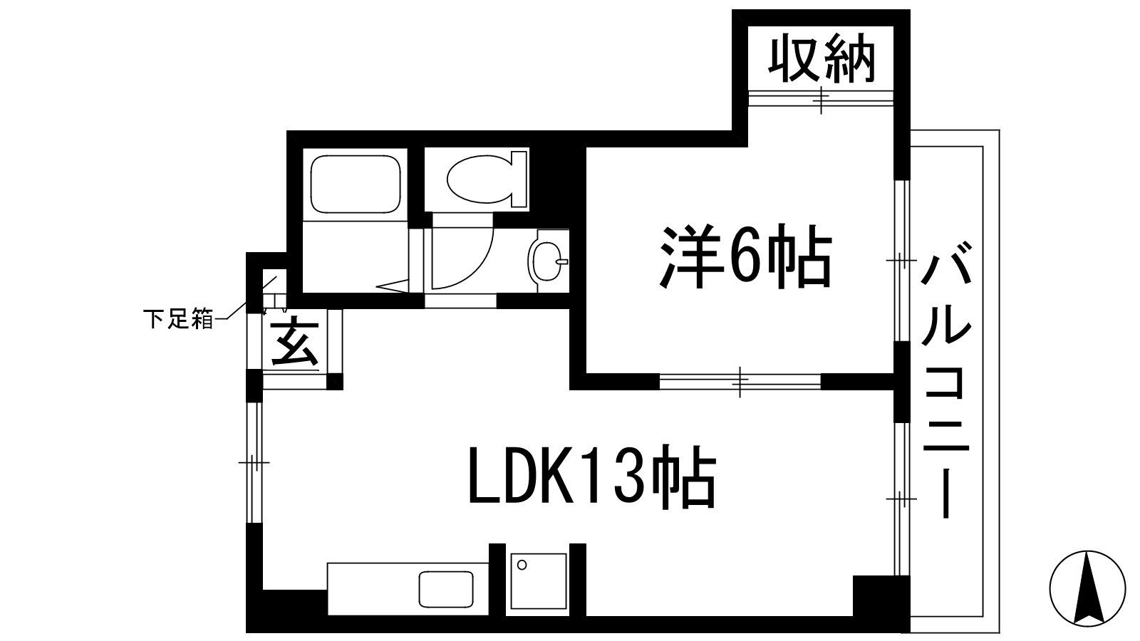 高木マンション(1LDK/5階)の間取り写真