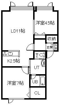 グランコート1.7(2LDK/1階)の間取り写真