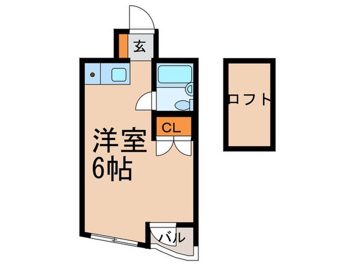 クラウディスプーン(ワンルーム/2階)の間取り写真