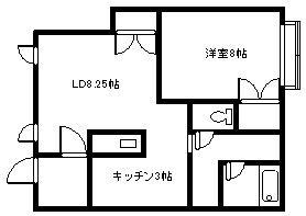 JR富良野線 神楽岡駅 徒歩23分 2階建 築26年(1LDK/1階)の間取り写真
