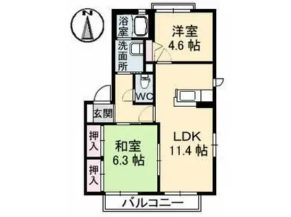 ドリームハイツKEN1(2LDK/2階)の間取り写真