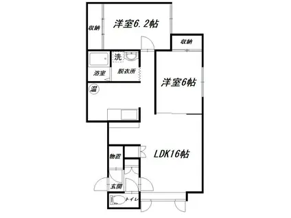 グリム B棟(2LDK/2階)の間取り写真