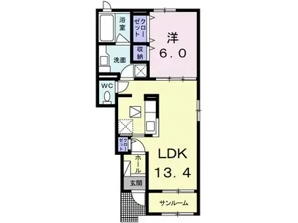 ミルト T.S(1LDK/1階)の間取り写真