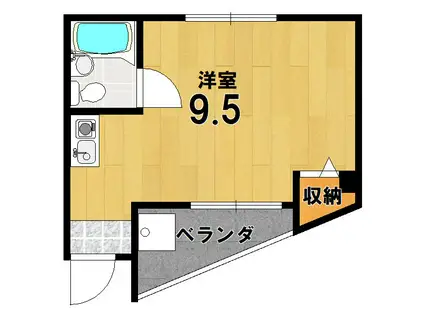 増田ハイツ(ワンルーム/1階)の間取り写真