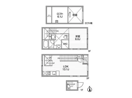 フラッフィー自由が丘(1LDK/1階)の間取り写真