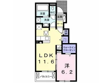 ティモアナII(1LDK/1階)の間取り写真