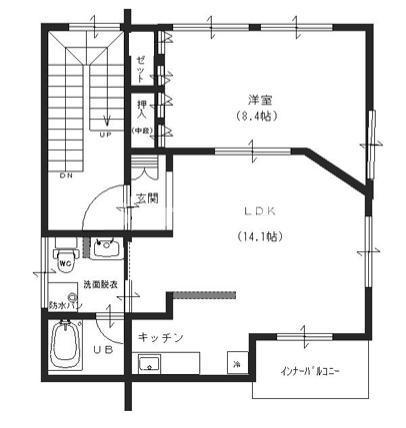ライズ・イング西宮(1LDK/3階)の間取り写真
