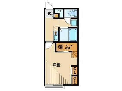 レオパレスエステシティII(1K/2階)の間取り写真