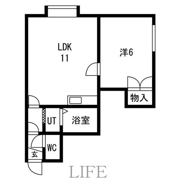 元町アパートメント(1LDK/3階)の間取り写真