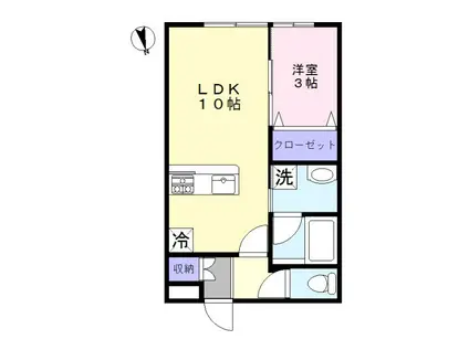 ファブール東力(1LDK/2階)の間取り写真