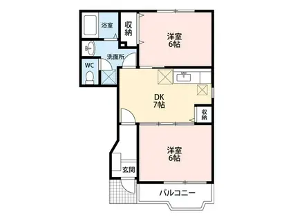 サンライト功刀(2DK/1階)の間取り写真