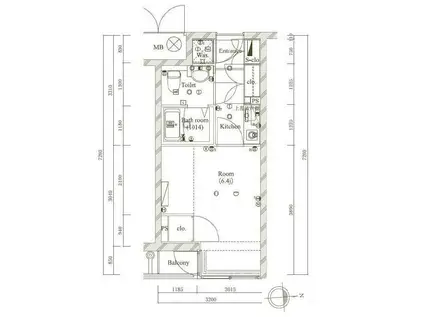 メイクスデザイン白金台(1K/3階)の間取り写真