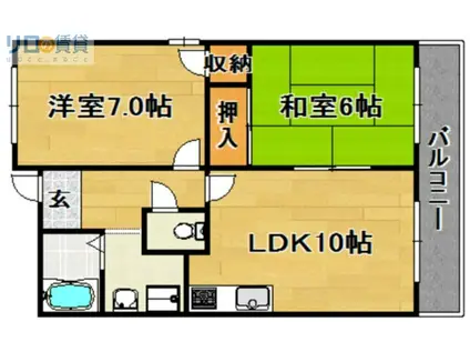 アグリーブル茨木(2LDK/2階)の間取り写真