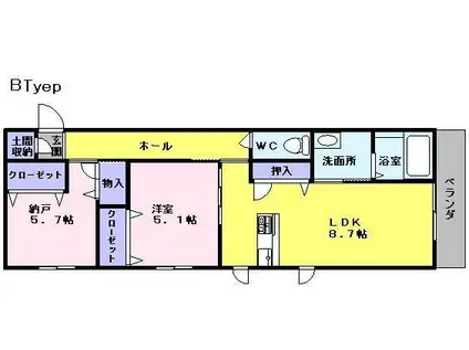 シャーメゾントモ(2LDK/2階)の間取り写真