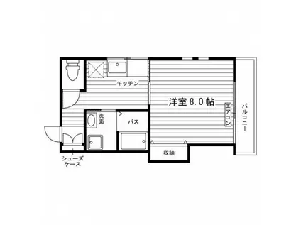 ローズマロー新町(1K/2階)の間取り写真