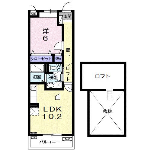 RIRIA VII6(1LDK/3階)の間取り写真