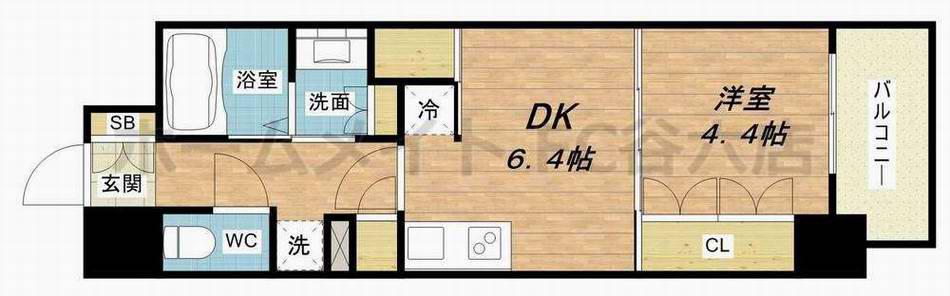 コンフォリア北堀江一丁目(1DK/3階)の間取り写真