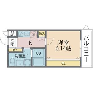 ブライト東住吉(1K/2階)の間取り写真