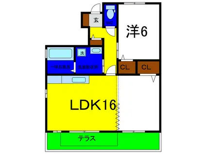 ウィルコート大松 B棟(2LDK/1階)の間取り写真
