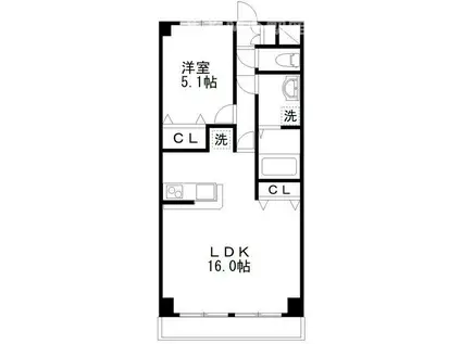 アベニール(1LDK/2階)の間取り写真
