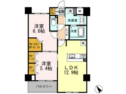 ブランドール東百舌鳥(2LDK/1階)の間取り写真