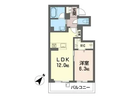 シャーメゾン北上尾(1LDK/1階)の間取り写真