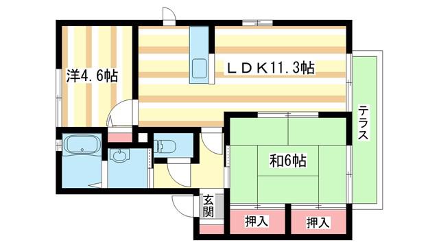 ライン大和C(2LDK/2階)の間取り写真