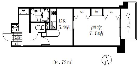 インペリアル新神戸(1DK/10階)の間取り写真