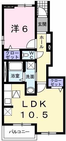 リシェスコリーヌA棟(1LDK/1階)の間取り写真