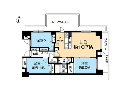 ロイヤル西宮北口アクシア(3LDK/6階)の間取り写真