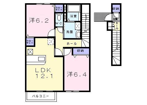 カーサイリーデ(2LDK/2階)の間取り写真
