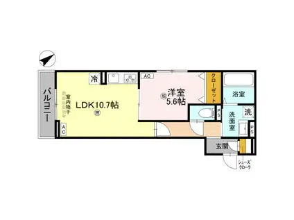 アルタ若竹ビュー(1LDK/2階)の間取り写真