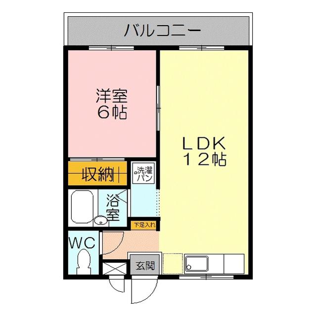 レックハウス シュガー B棟(1LDK/2階)の間取り写真