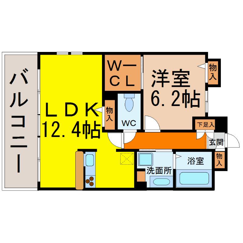 メゾングランドゥール(1LDK/3階)の間取り写真