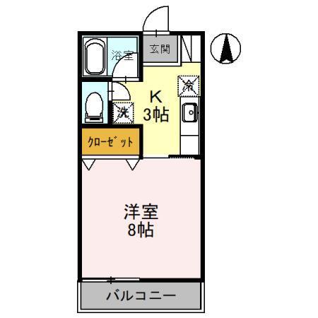 カンパーニュ(1K/2階)の間取り写真