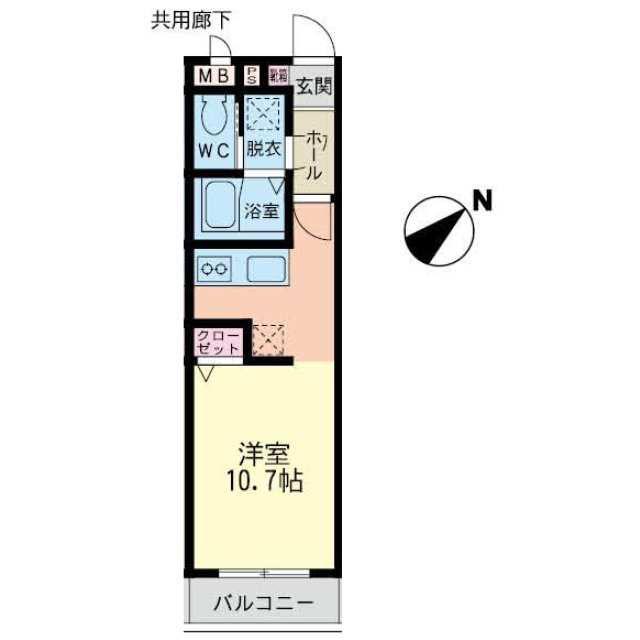 イーストバレー(ワンルーム/1階)の間取り写真