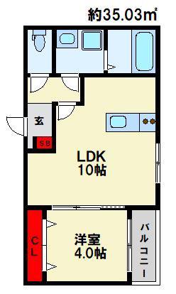 仲畑3丁目AP(1LDK/2階)の間取り写真