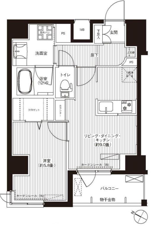 カーサケイト(1SLDK/4階)の間取り写真