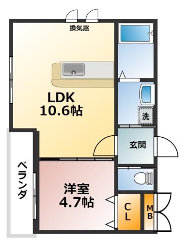 チェリーヒルズA棟(1LDK/1階)の間取り写真