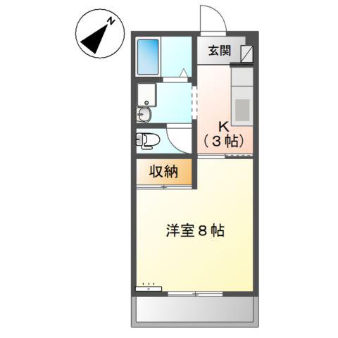 ステーションサイド(1K/3階)の間取り写真