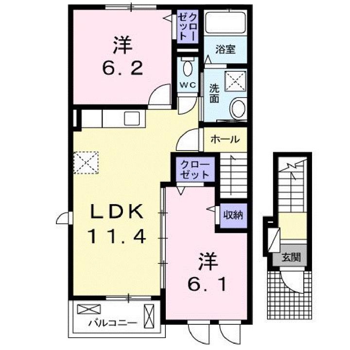 ラフレシールE(2LDK/2階)の間取り写真